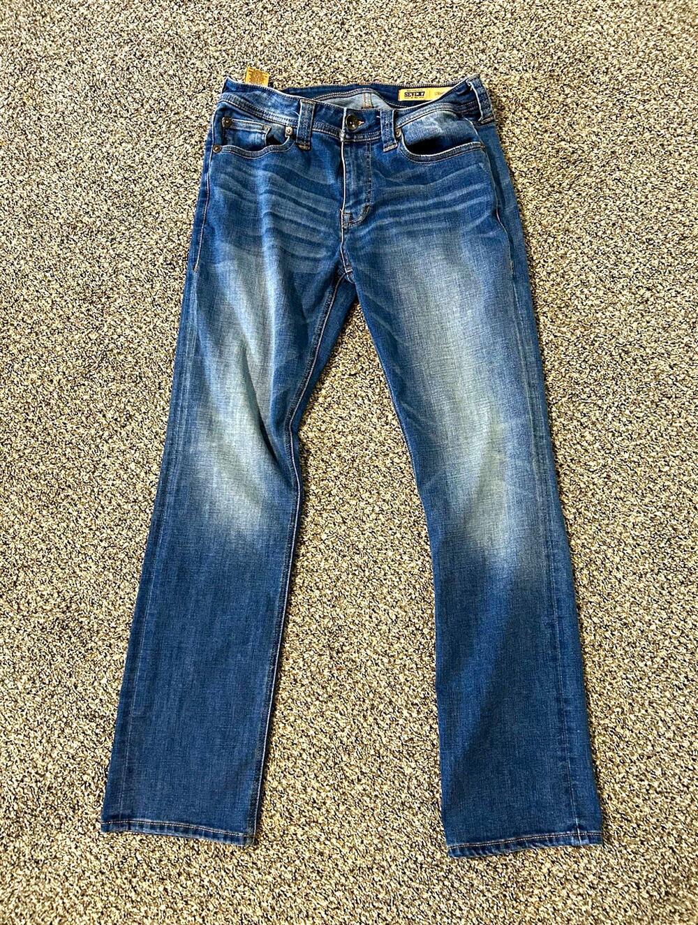 Seven7 Premium Denim Co. Men’s Straight Fit Blue Stretch Jeans 5-Pocket